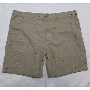 Eddie Bauer | Men's Size 42 | Chino Shorts Tan American Flag Embroidery 8"